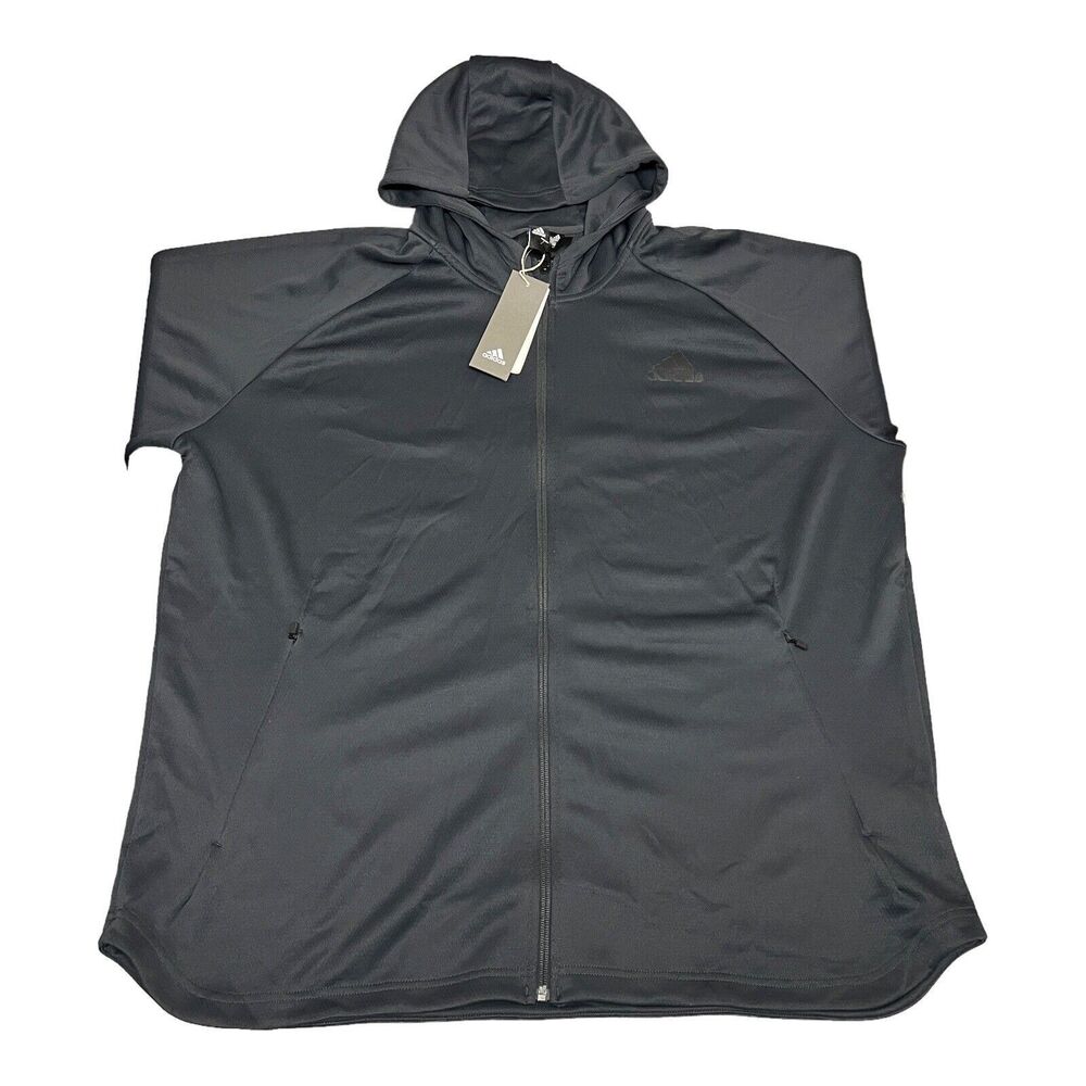 Adidas Hoodie Men 2XL Orange Full-Zip DH9071 Grey Activewear Running Outdoors - Picture 13 of 14